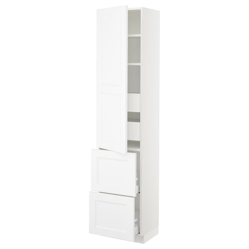 SEKTION / MAXIMERA Armoire haute porte/2 faces/4 tir, blanc/Axstad blanc mat, 18x15x80 "