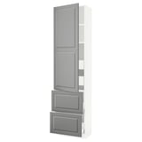 SEKTION / MAXIMERA Armoire haute porte/2 faces/4 tir, blanc/Bodbyn gris, 24x15x90 "