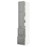 SEKTION / MAXIMERA Armoire haute porte/2 faces/4 tir, blanc/Bodbyn gris, 15x24x80 "