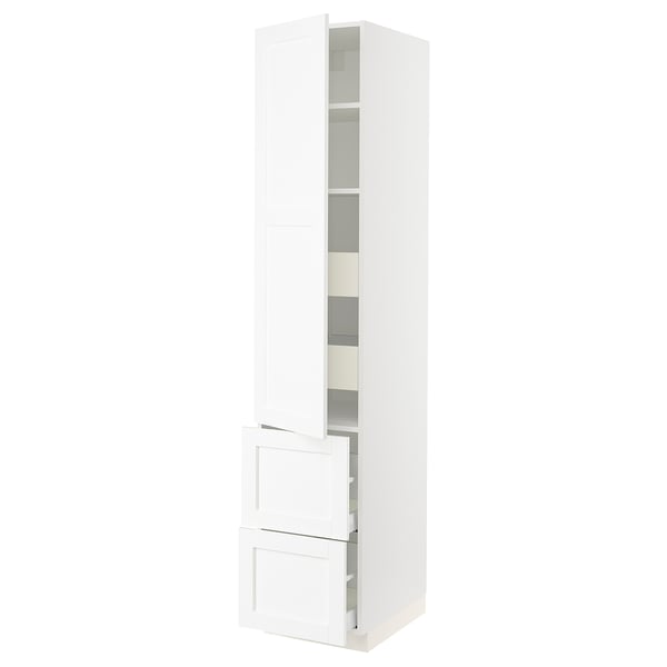 SEKTION / MAXIMERA Armoire haute porte/2 faces/4 tir, blanc Enköping/blanc effet bois, 18x24x90 "