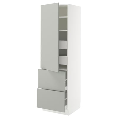 SEKTION / MAXIMERA Armoire haute porte/2 faces/4 tir, blanc/Havstorp gris clair, 24x24x80 "