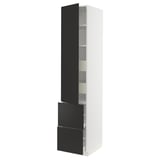 SEKTION / MAXIMERA Armoire haute porte/2 faces/4 tir, blanc/Nickebo anthracite mat, 18x24x90 "