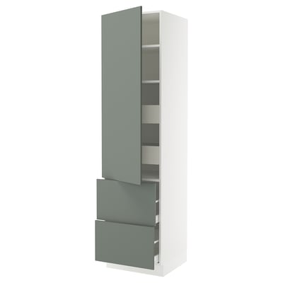 SEKTION / MAXIMERA Armoire haute porte/2 faces/4 tir, blanc/Nickebo gris -vert mat, 24x24x90 "