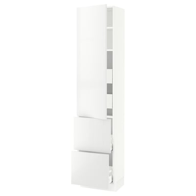 SEKTION / MAXIMERA Armoire haute porte/2 faces/4 tir, blanc/Ringhult blanc, 18x15x80 "