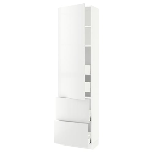 SEKTION / MAXIMERA Armoire haute porte/2 faces/4 tir, blanc/Ringhult blanc, 24x15x90 "