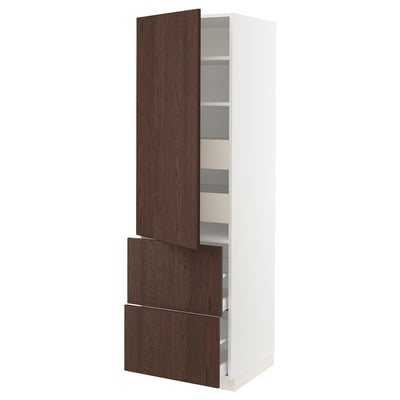 SEKTION / MAXIMERA Armoire haute porte/2 faces/4 tir, blanc/Sinarp brun, 24x24x80 "