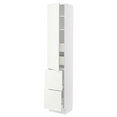 SEKTION / MAXIMERA Armoire haute porte/2 faces/4 tir, blanc/Vallstena blanc, 15x15x80 "