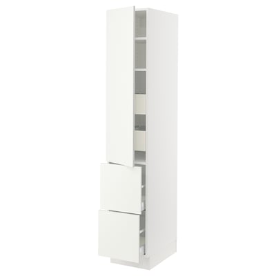 SEKTION / MAXIMERA Armoire haute porte/2 faces/4 tir, blanc/Vallstena blanc, 15x24x80 "