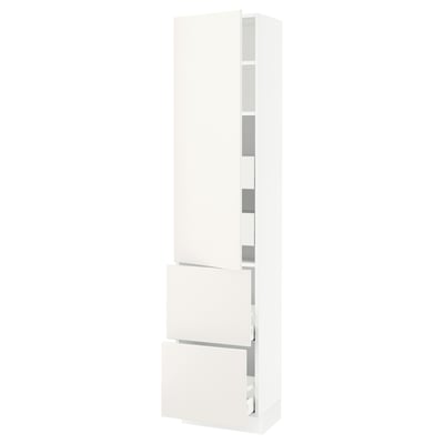 SEKTION / MAXIMERA Armoire haute porte/2 faces/4 tir, blanc/Veddinge blanc, 18x15x80 "