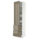 SEKTION / MAXIMERA Armoire haute porte/2 faces/4 tir, blanc/Voxtorp gris-brun foncé ultrabrillant, 24x24x90 "