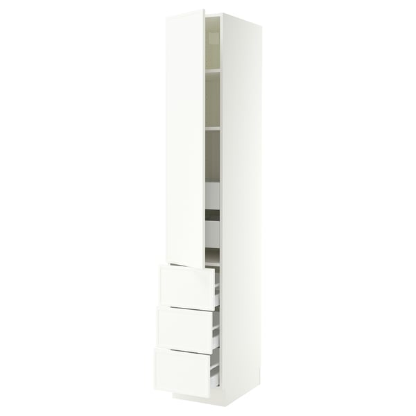 SEKTION / MAXIMERA Armoire haute porte/3 faces/5 tir, blanc/Aspudden blanc mat, 15x24x90 "