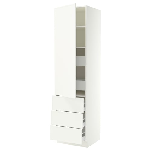 SEKTION / MAXIMERA Armoire haute porte/3 faces/5 tir, blanc/Aspudden blanc mat, 24x24x90 "