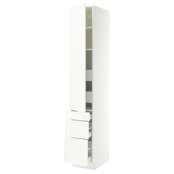SEKTION / MAXIMERA Armoire haute porte/3 faces/5 tir, blanc/Aspudden blanc mat, 15x24x90 "