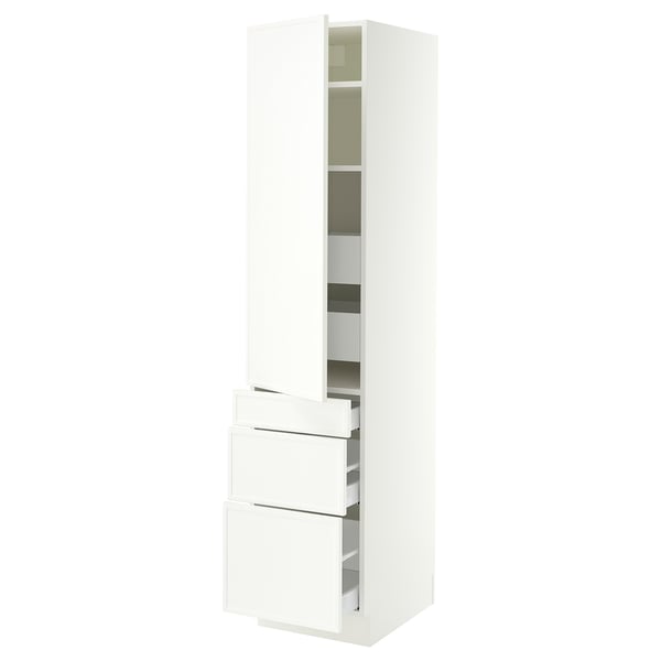 SEKTION / MAXIMERA Armoire haute porte/3 faces/5 tir, blanc/Aspudden blanc mat, 18x24x80 "