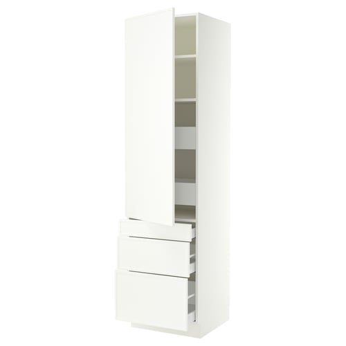 SEKTION / MAXIMERA Armoire haute porte/3 faces/5 tir, blanc/Aspudden blanc mat, 24x24x90 "