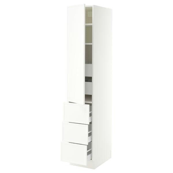 SEKTION / MAXIMERA Armoire haute porte/3 faces/5 tir, blanc/Aspudden blanc mat, 15x24x80 "