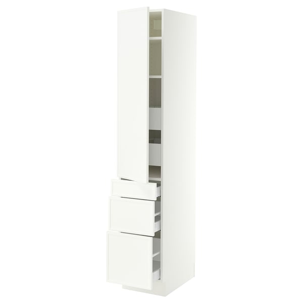 SEKTION / MAXIMERA Armoire haute porte/3 faces/5 tir, blanc/Aspudden blanc mat, 15x24x80 "