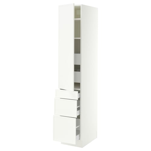 SEKTION / MAXIMERA Armoire haute porte/3 faces/5 tir, blanc/Aspudden blanc mat, 15x24x80 "
