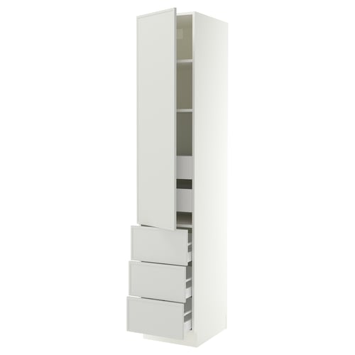 SEKTION / MAXIMERA Armoire haute porte/3 faces/5 tir, blanc/Aspudden gris clair, 18x24x90 "