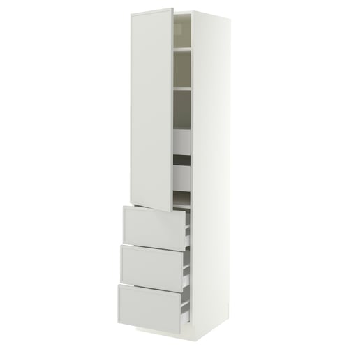 SEKTION / MAXIMERA Armoire haute porte/3 faces/5 tir, blanc/Aspudden gris clair, 18x24x80 "