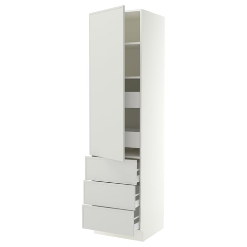 SEKTION / MAXIMERA Armoire haute porte/3 faces/5 tir, blanc/Aspudden gris clair, 24x24x90 "
