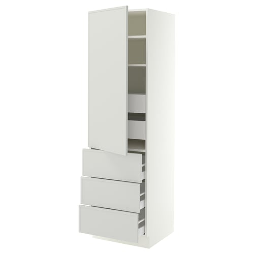SEKTION / MAXIMERA Armoire haute porte/3 faces/5 tir, blanc/Aspudden gris clair, 24x24x80 "