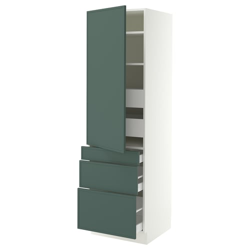 SEKTION / MAXIMERA Armoire haute porte/3 faces/5 tir, blanc/Aspudden gris-vert foncé, 24x24x80 "