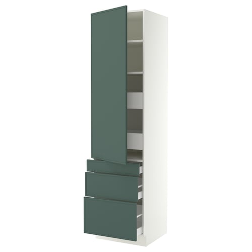 SEKTION / MAXIMERA Armoire haute porte/3 faces/5 tir, blanc/Aspudden gris-vert foncé, 24x24x90 "