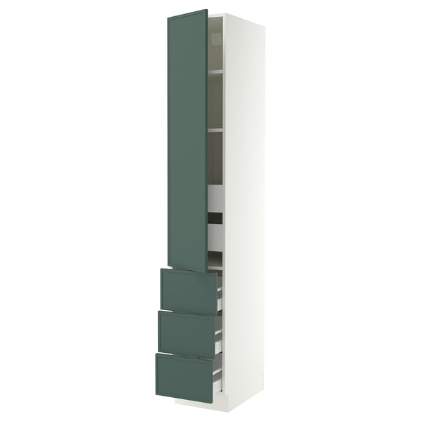 SEKTION / MAXIMERA Armoire haute porte/3 faces/5 tir, blanc/Aspudden gris-vert foncé, 15x24x90 "