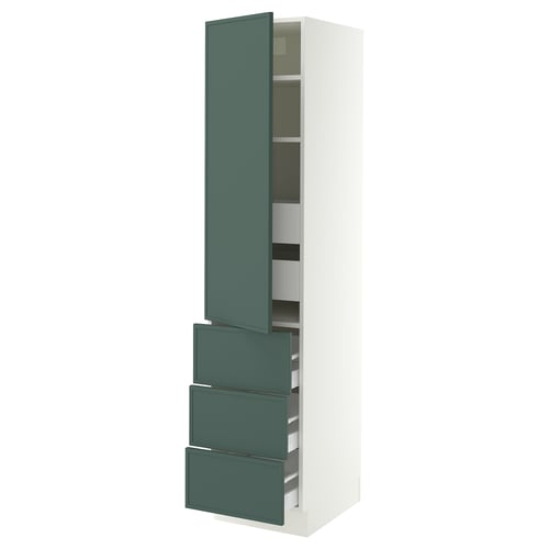 SEKTION / MAXIMERA Armoire haute porte/3 faces/5 tir, blanc/Aspudden gris-vert foncé, 18x24x80 "