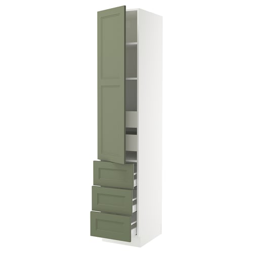SEKTION / MAXIMERA Armoire haute porte/3 faces/5 tir, blanc/Axstad gris-vert, 18x24x90 "