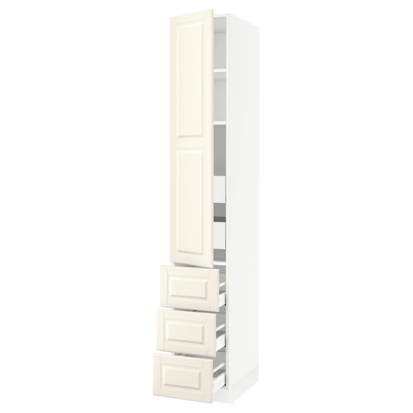 SEKTION / MAXIMERA Armoire haute porte/3 faces/5 tir, blanc/Bodbyn blanc cassé, 15x24x90 "