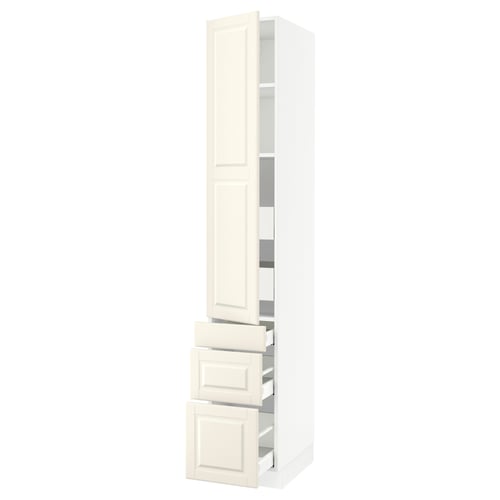 SEKTION / MAXIMERA Armoire haute porte/3 faces/5 tir, blanc/Bodbyn blanc cassé, 15x24x90 "