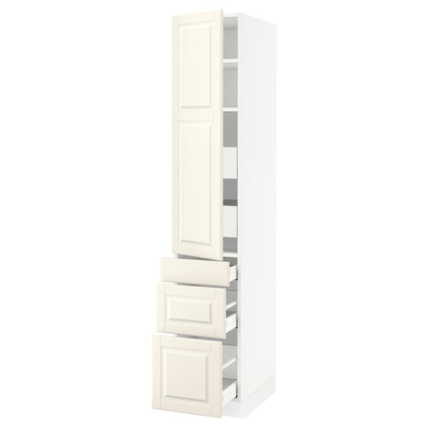 SEKTION / MAXIMERA Armoire haute porte/3 faces/5 tir, blanc/Bodbyn blanc cassé, 15x24x80 "