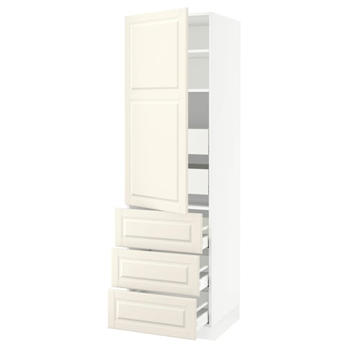 SEKTION / MAXIMERA Armoire haute porte/3 faces/5 tir, blanc/Bodbyn blanc cassé, 24x24x80 "