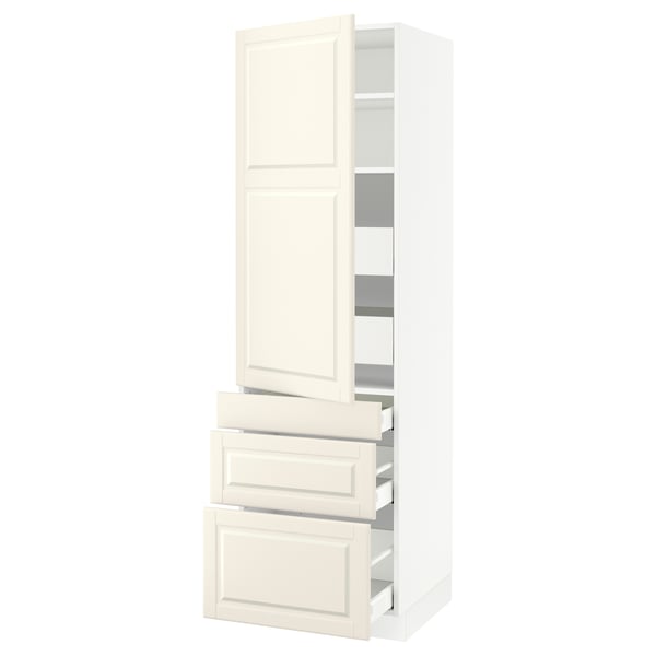 SEKTION / MAXIMERA Armoire haute porte/3 faces/5 tir, blanc/Bodbyn blanc cassé, 24x24x80 "