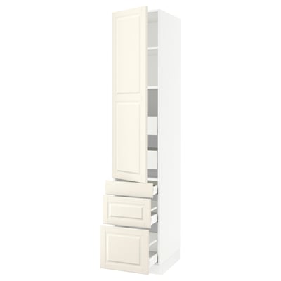 SEKTION / MAXIMERA Armoire haute porte/3 faces/5 tir, blanc/Bodbyn blanc cassé, 18x24x90 "
