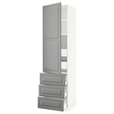 SEKTION / MAXIMERA Armoire haute porte/3 faces/5 tir, blanc/Bodbyn gris, 24x24x90 "