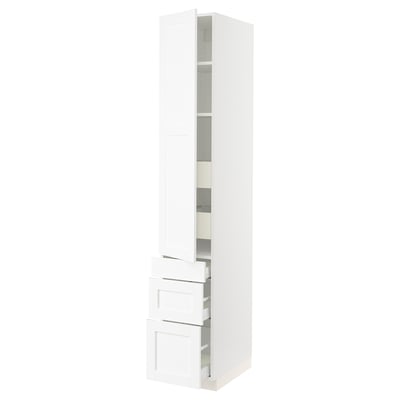 SEKTION / MAXIMERA Armoire haute porte/3 faces/5 tir, blanc Enköping/blanc effet bois, 15x24x90 "