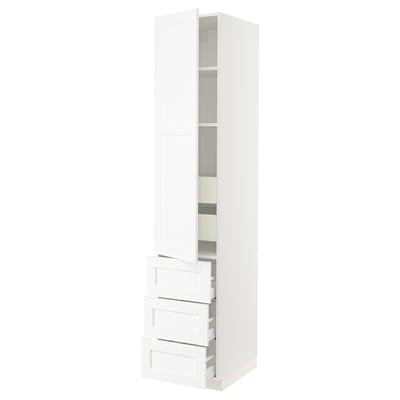 SEKTION / MAXIMERA Armoire haute porte/3 faces/5 tir, blanc Enköping/blanc effet bois, 18x24x90 "