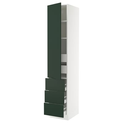 SEKTION / MAXIMERA Armoire haute porte/3 faces/5 tir, blanc/Havstorp vert profond, 18x24x90 "