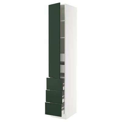 SEKTION / MAXIMERA Armoire haute porte/3 faces/5 tir, blanc/Havstorp vert profond, 15x24x90 "