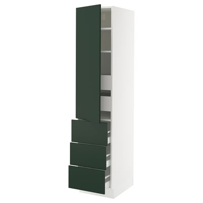 SEKTION / MAXIMERA Armoire haute porte/3 faces/5 tir, blanc/Havstorp vert profond, 18x24x80 "