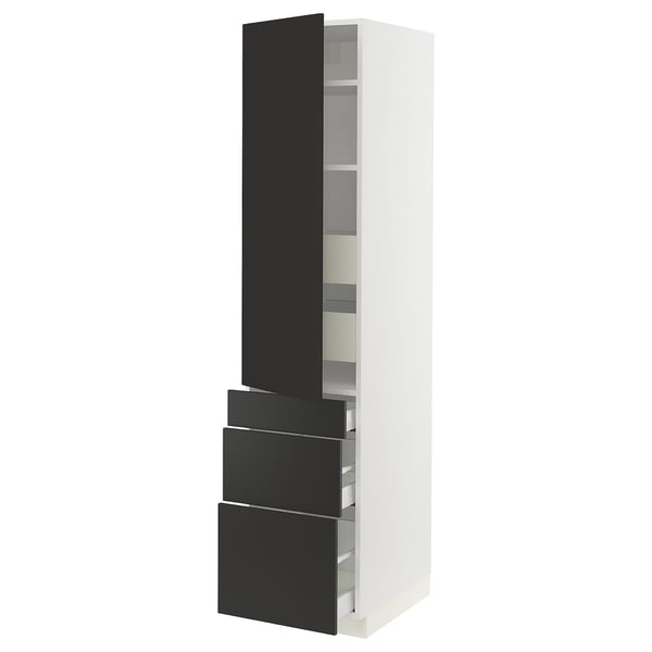 SEKTION / MAXIMERA Armoire haute porte/3 faces/5 tir, blanc/Nickebo anthracite mat, 18x24x80 "