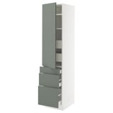 SEKTION / MAXIMERA Armoire haute porte/3 faces/5 tir, blanc/Nickebo gris -vert mat, 18x24x80 "