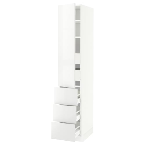 SEKTION / MAXIMERA Armoire haute porte/3 faces/5 tir, blanc/Ringhult blanc, 15x24x80 "