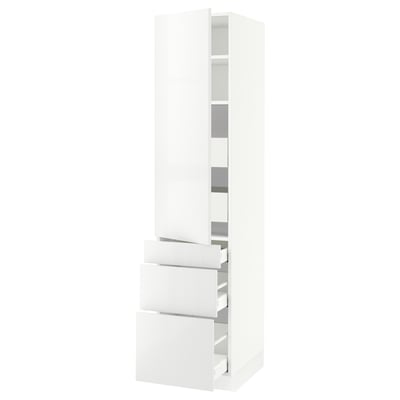 SEKTION / MAXIMERA Armoire haute porte/3 faces/5 tir, blanc/Ringhult blanc, 18x24x80 "