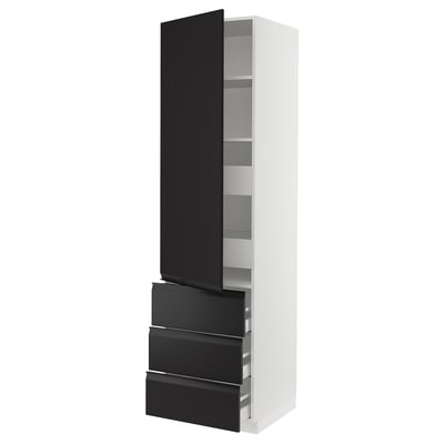 SEKTION / MAXIMERA Armoire haute porte/3 faces/5 tir, blanc/Upplöv anthracite mat, 24x24x90 "