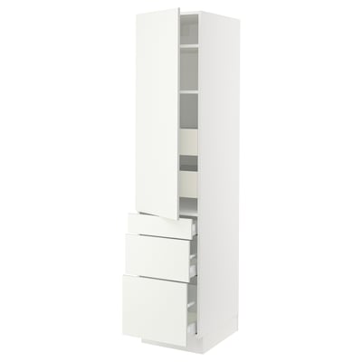 SEKTION / MAXIMERA Armoire haute porte/3 faces/5 tir, blanc/Vallstena blanc, 18x24x80 "
