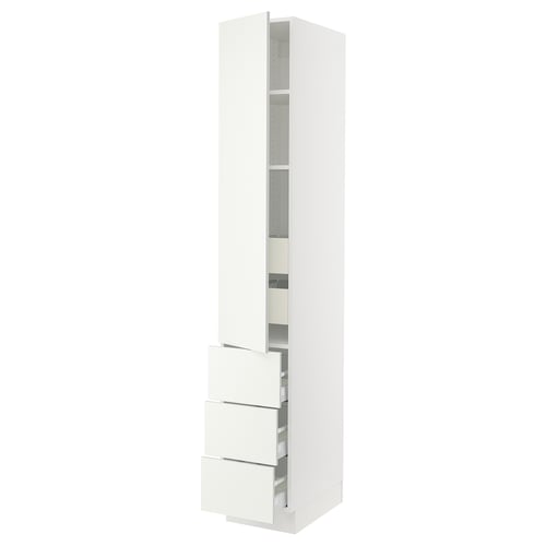 SEKTION / MAXIMERA Armoire haute porte/3 faces/5 tir, blanc/Vallstena blanc, 15x24x90 "